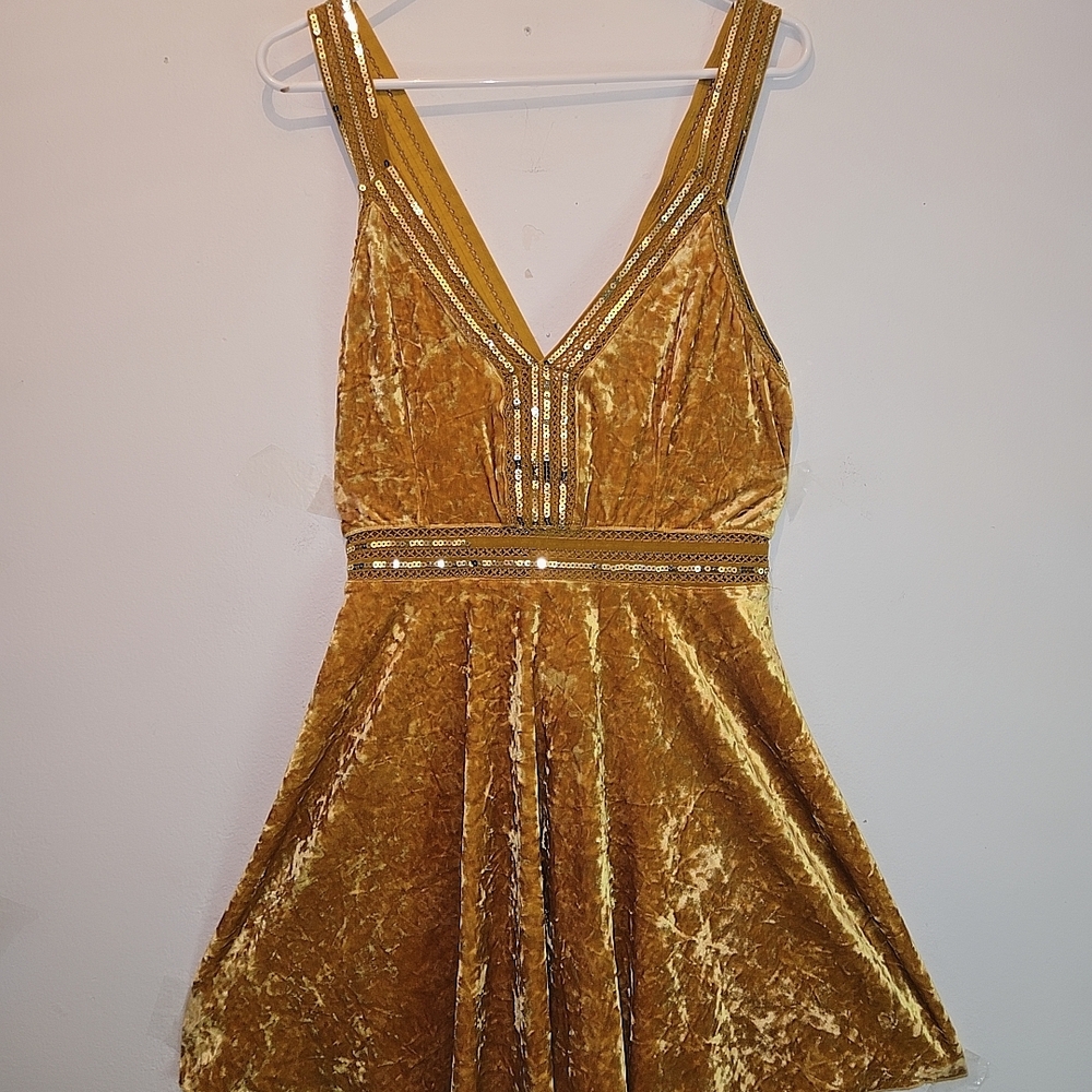 Free People Gold Velvet Top